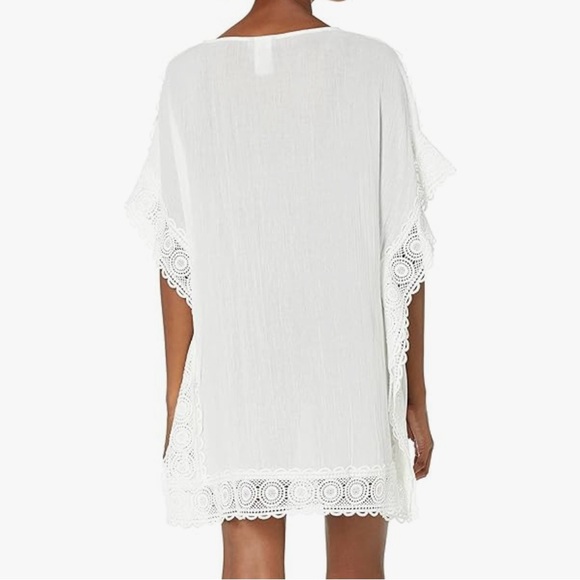 La Blanca Island Fare Cotton Crochet Lace Trim Tunic Swim Coverup - 2X - Picture 3 of 10
